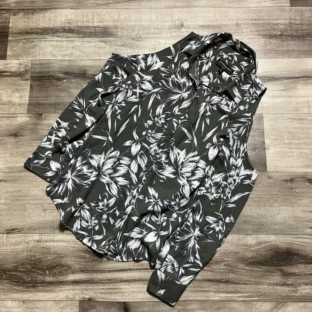 Banana Republic Classic Fit Front Button cold Shoulder Blouse Olive Size XS